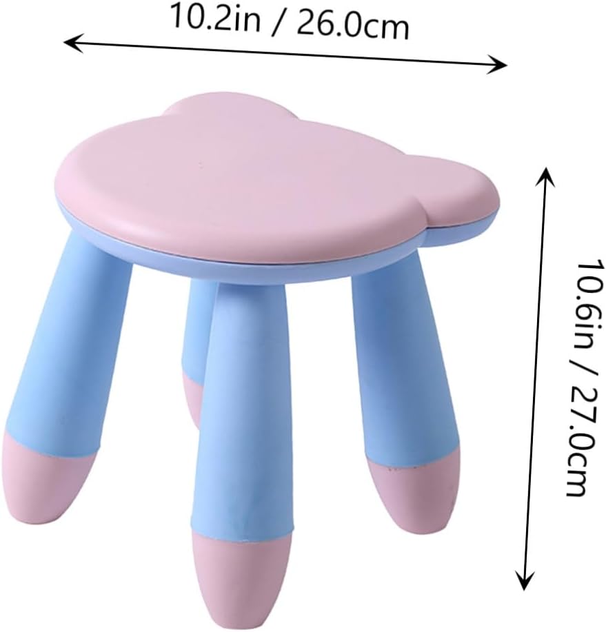 Cartoon Bear Stool Small Plastic Anti-Slip Step Stool Thickened for Home Use Pink