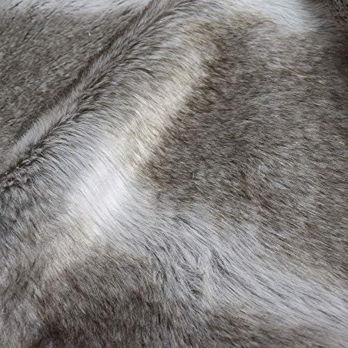 Deluxe Grey Brown Multi Colors,Grey Stripe and Beige Grey Mixted Color Faux Fur,Extra Large Christmas Tree Skirt (72inch)