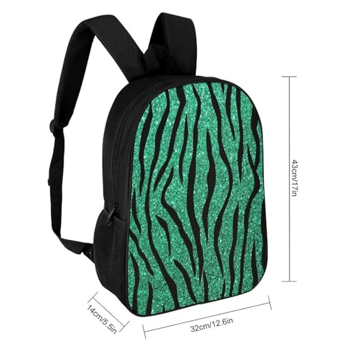 Tiger Pattern Green Glitter Backpack Simple Leisure Travel Backpack Outgoing Daypack 17 Inch2
