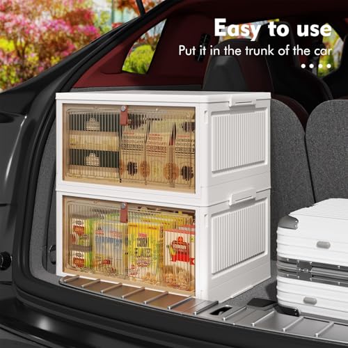 Image of 4 Tier Plastic Storage Bins with Lids 28QT, Stackable, Wheeled, Collapsible, Closet Organizers for Living Room, Office, Dorm