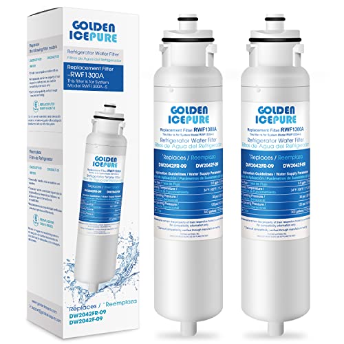 GOLDEN ICEPURE DW2042FR-09 Aqua Crystal Water Filter Replacement for Daewoo DW2042FB, 2Pack, Kenmore 469130, Refrigerator 111.7304561, 60199-0006802-00, FRN-Y22D2V, FRN-Y22D2W, FRNY22F2VI, 3019986700