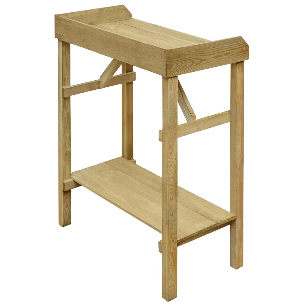 Tavolo per piante in legno di pino impregnato, 75 x 40 x 90 cm, con ripiani, telaio stabile, ideale per giardino, balcone, terrazza, per la cura delle piante e per riporre gli attrezzi