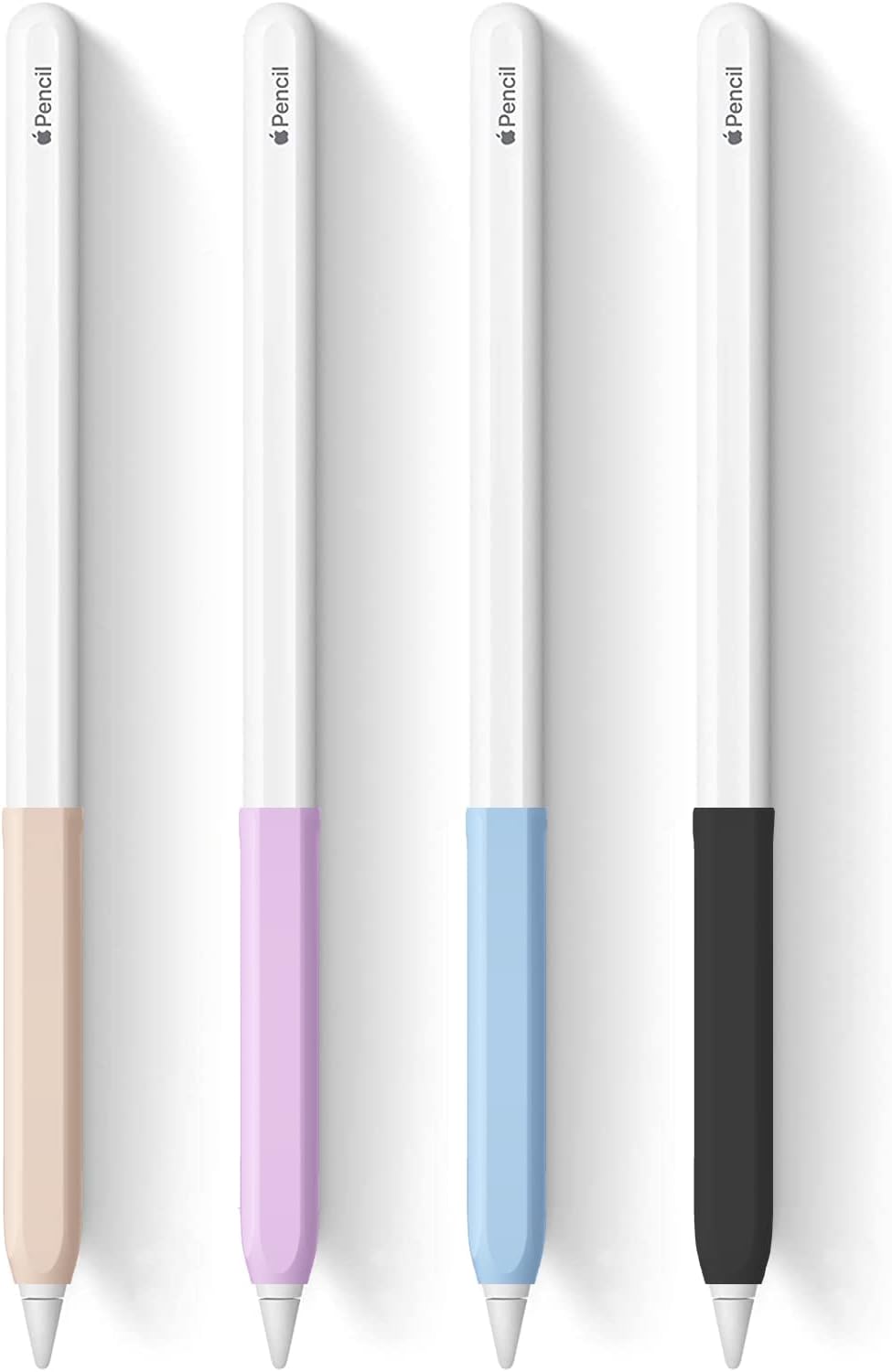 4 Pack Ergonomic Grip Designed for Apple Pencil 2nd Generation,YINVA Silicone Grip Holder Accessories Compatible with Apple Pen 2 Gen Support Magnetic Charging (Pink, Purple,Blue,Black)