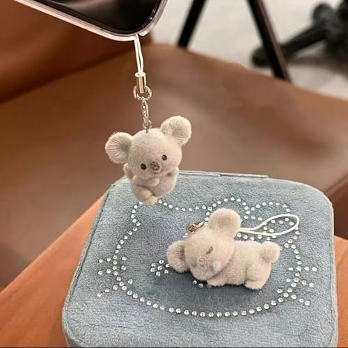 Image of 3 Pieces Phone Charm, Cute Fluffy Koala, Kawaii Charms for Phone Case, Bag Charms for Handbags, Phone Accessories for Girls Keychain, Good Luck Lanyard for Women