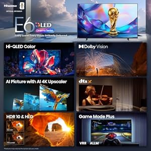 Hisense 50" Class E6SR Series Hi-QLED 4K UHD Smart Roku TV (50E6SR, 2026 Model) - Dolby Vision, Game Mode Plus, VRR, ALLM, DTS Virtual:X, Apple AirPlay, Compatible with Alexa and Google Assistant — photo 3 of 6