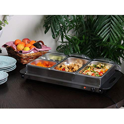 MegaChef 4 Section Buffet Warmer Server - Professional Hot Plate Food Warmer Station, Easy Clean Stainless Steel, Portable & Great for Parties Holiday & Events by Megachef - Image 6