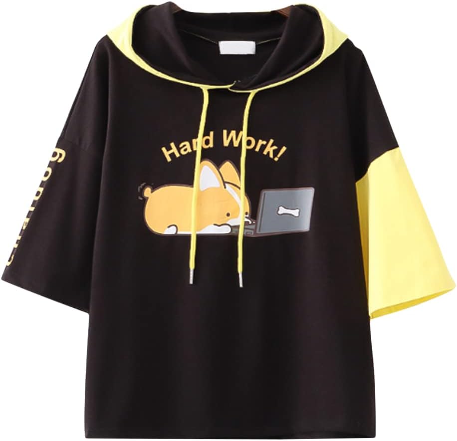 CRB Fashion Teens Teenagers Girls Corgi Cute Ladies Youth Cosplay TShirt Shirt Hoodie Top Black