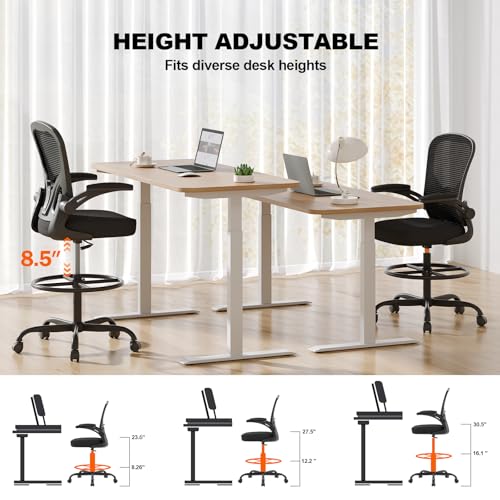 image for Synorla Ergonomic Drafting Chair, Tall Office Chair with Flip-up Armre