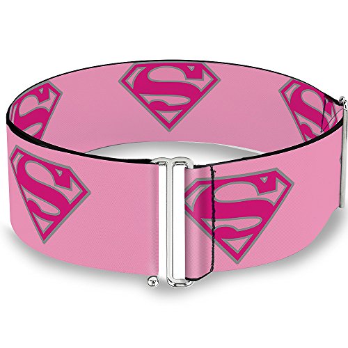 Buckle-Down DC Comics Belt, Cinch Belt Superman Shield Pink, 3.0 Inch Wide, Adjustable