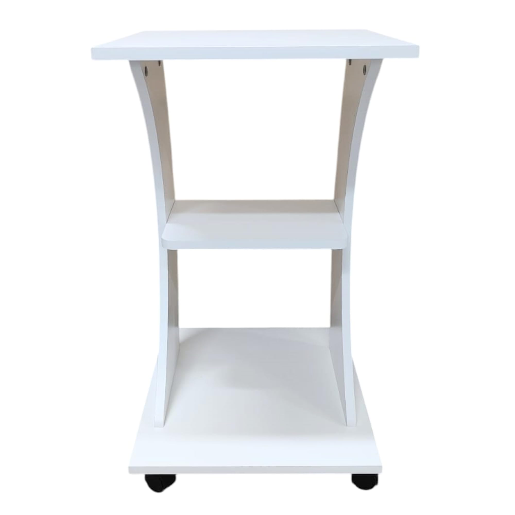Matonti - Carrello con Ruote Girevoli Curvo Bianco Portaoggetti a Tre Ripiani. Ideale per Estetista, Salone di Bellezza, Parrucchieri. Carello 45 x 45 x 80 cm - Mobiletto Multiuso, 100% Made in Italy