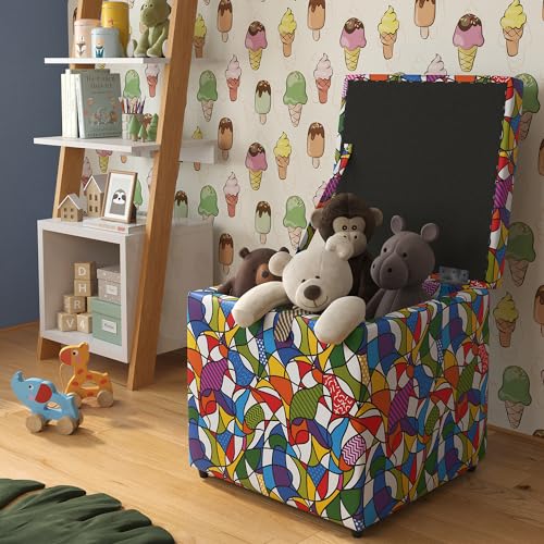 Puff Banqueta Bau Infantil Organizador Sala Quarto Quadrado Revestido Corino (Romero Brito)
