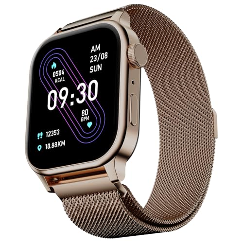Fire‑Boltt Rise Round Smart Watch 1.85″ HD Display with Bluetooth Calling, Rotating Crown, AI Voice Assistant, SpO2 & Heart Rate Monitor,120+ Sports M