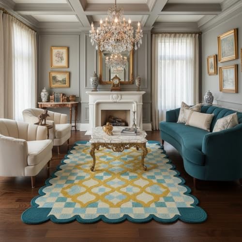 Tapete decorativo geométrico 7x10 lavado azul aqua beige miniatura 2