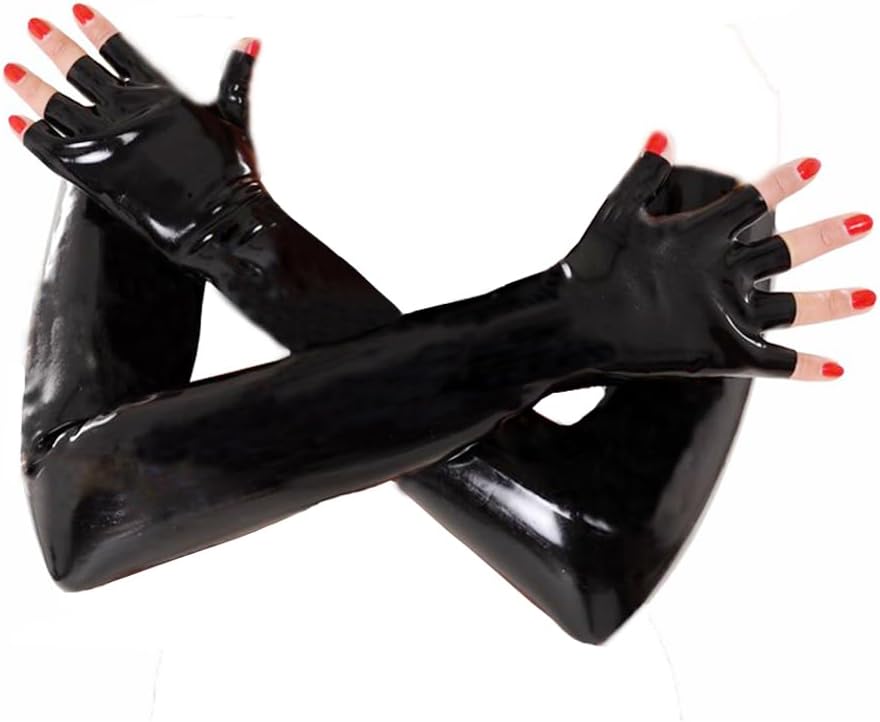 EXLATEX Latex Gloves Fingerless Long Gloves Mittens Club Fashion Outfits Accessory Female Gloves