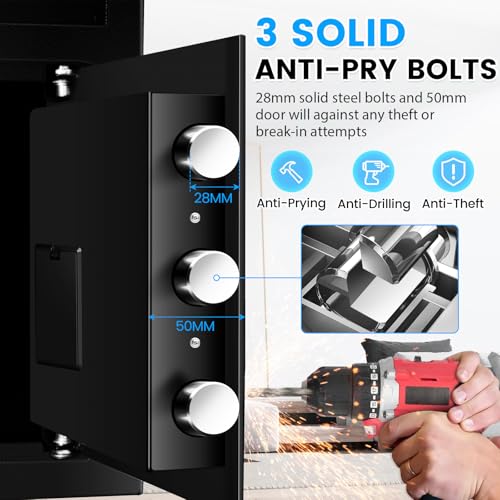 Caja fuerte con combinación digital retroiluminada y alarma sonora para comercio 5