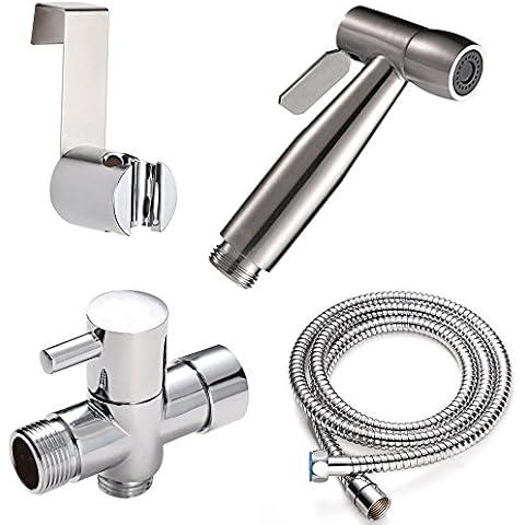U-BCOO Stainless Steel Handheld Bidet Toilet Sprayer - Bidet Toilets - for Personal Hygiene and Bedpan Wc Spray - Adjustable Water Pressure Control (Bidet Sprayer (Full Set) Chrome) Cover