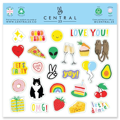 Smiley-Emojis-Geburtstagskarte – fröhliche Feierkarte für Kollegen, Kollegen, Offiemates, Freunde, Besties, Officemates, Teamkollegen – bunte Gesichter in Partyhüten – mit lustigen Aufklebern