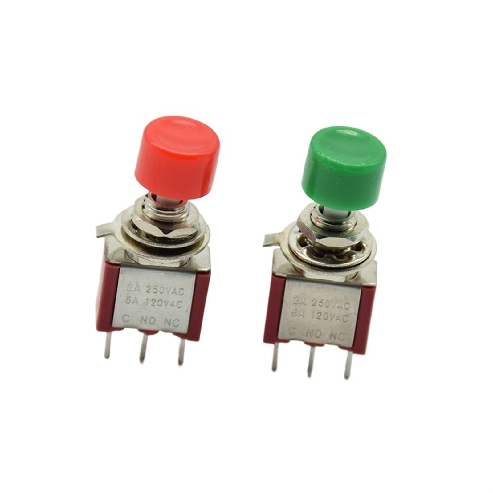 5 mini chwilowych automatycznych przełączników przyciskowych C-NO-NC 6 mm, ON-2A 250 VCA/5A 120 VCA (5 czerwony)