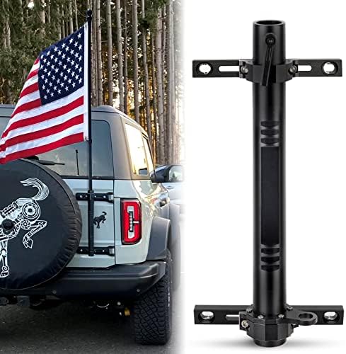 EOIS Slideable Antenna Mount Flagpole Holder flagpole Bracket Multi-Function Tailgate Hinge Mounted with Rubber Pad for Ford Bronco 2021 2022 2023