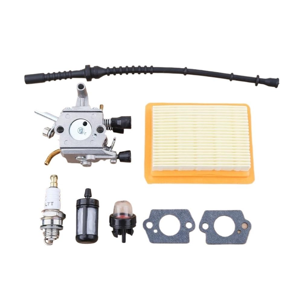Línea de filtro de aire y combustible compatible with carburador compatible con cortadoras de césped FS400, FS450, FS480, SP400 C1Q-S34H (reemplazo 41281200651)