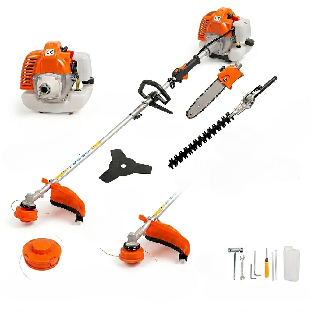 Maryse Decespugliatore a Scoppio 52cc Professionale, Multifunzione 4 in 1: Tagliabordi, Motosega Potatura, Tagliasiepi - Motore 2 Tempi, Kit Accessori e Manutenzione Incluso