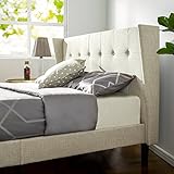 Zinus Athena Upholstered Button Tufted Wingback Platform Bed / Mattress Foundation / Easy Assembly / Strong Wood Slat Support, Queen