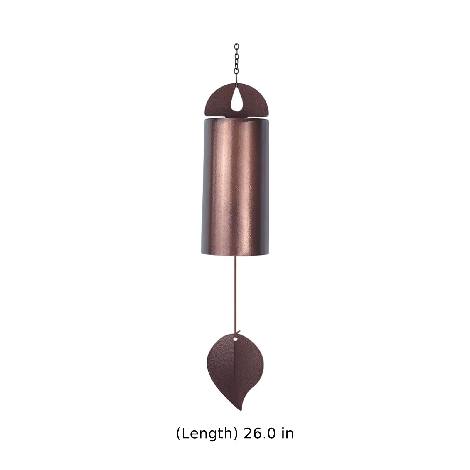 Cylindryczny dzwonek wietrzny, brązowy żelazny metalowy dzwonek, 26 cali / 66 cm, dekoracja ogrodowa na zewnątrz, 0,9 kg / 845 G, prezent pamiątkowy ze współczuciem, dekoracja domu na podwórko