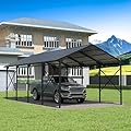 RTDTD 12X22FT Metal Carport Outdoor Carport Canopy Heavy Galvanized Garage Car Shelter with Enhanced Base and Roof, Duty Garage Shelter for Cars Boats Pickups Trucks
