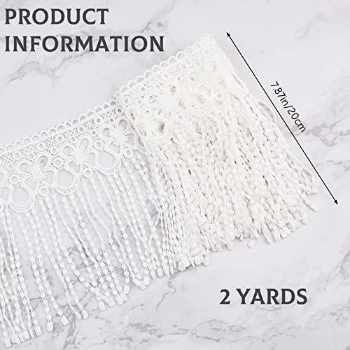 URROMA 2 Yards White Lace Trim with Tassel - Image 2
