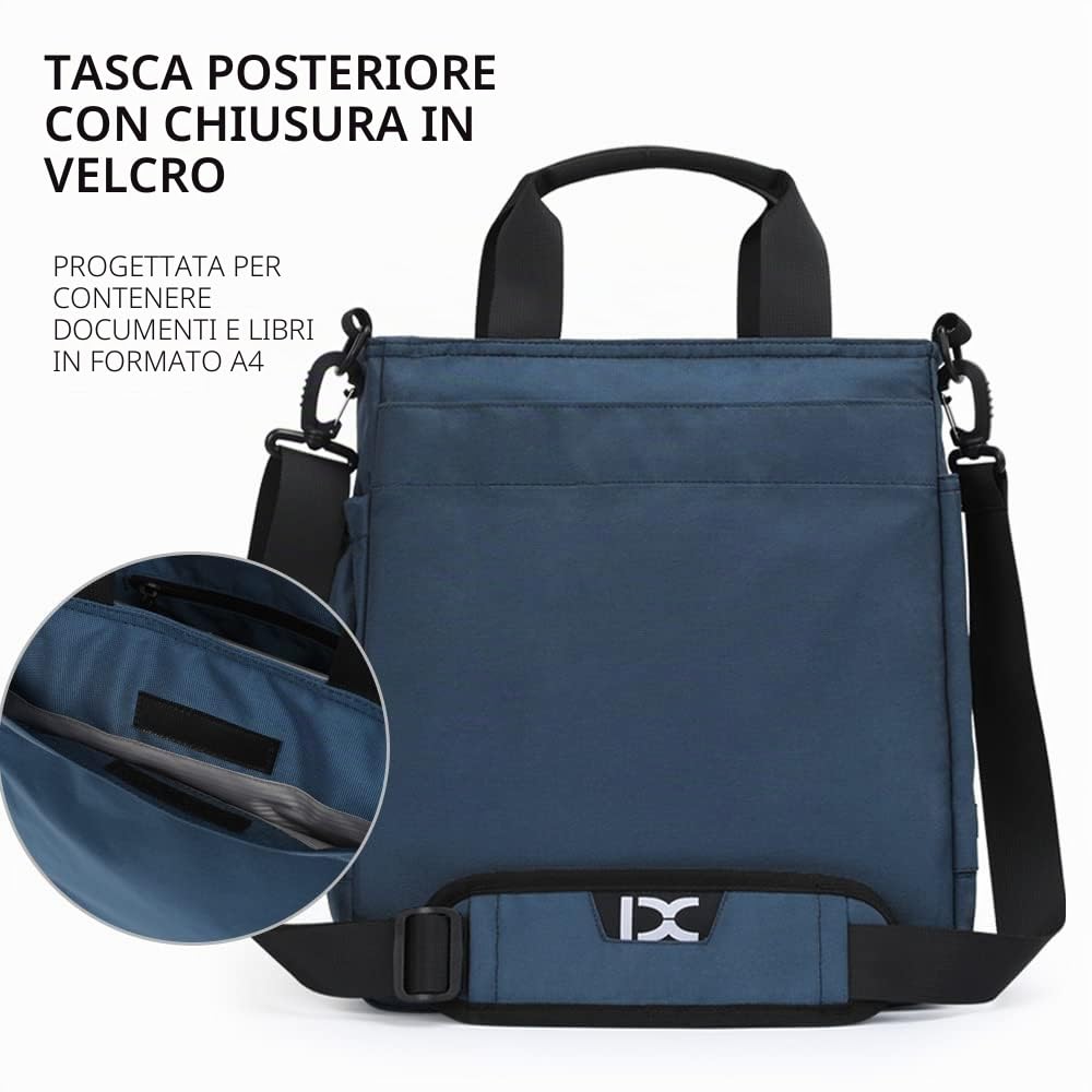 Borsa da uomo a tracolla, per computer portatile, borsa da lavoro, impermeabile per viaggi