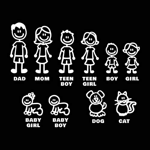 White Car Sticker I Love My Family Car Bling Stickers and Decals Pet Cat Dog Animal Decal for Car Window Phone Notebook Decorative Cars Walls Exterior Accessories