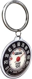 Nostalgic-Art Retro Keyring Diameter 4 cm Fiat 500 - Speedometer - Gift Idea for Fiat Accessories Fans, Original Licensed Product (OLP), Metal, Vintage Design, Vintage design., Shabby Chic