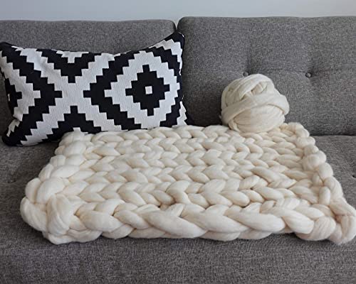 Revolution Fibers Cheviot Wool Roving Top 1 Lb (16 Ounces) For Spinning | Soft Chunky Jumbo Yarn For Arm Knitting Blanket |100% Natural Undyed (Off-White) Wool Yarn Bulk, Felting Core, Carded Stuffing #TOP7