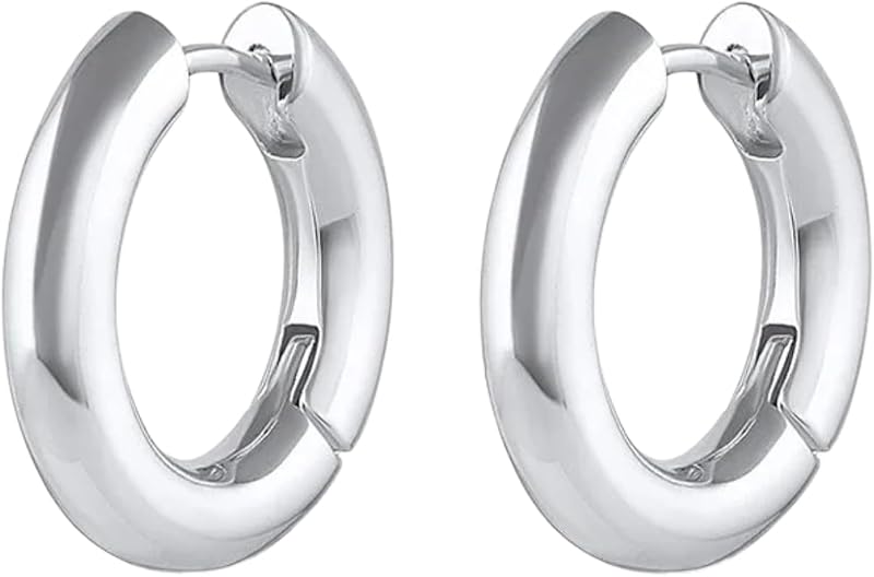 Lou Huggies 1/2" Drop - Secure Hinge Closure - Stylish Hoop Earrings, Ideal for Ear Stack - Complimentary Gift Packaging - Perfect for Gifting