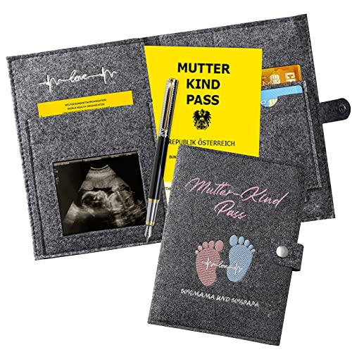 Mutter-kind-pass hülle aus Handgefertigtem Filz Österreich Mutterpasshülle zur Aufbewahrung von Ultraschallbildern und Impfpass usw Süßes Geschenk für Schwangerinen und Zukunftige Mütter