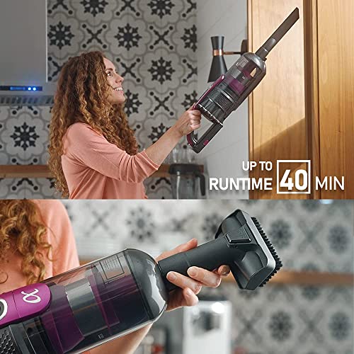 Roomie Tec Alpha Professional Upright Cordless Vacuum Cleaner, Lightweight And Bagless, With Handheld Dust Buster, Led Headlights, Motorized Pet Brush And Auto Charging Dock - 22Kpa, 300W, Space Gray #TOP3