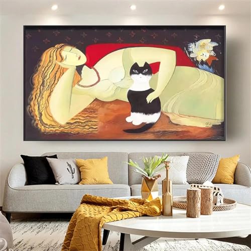 Peinture sur toile Van Gogh abstraite 60x120 cm avec cadre pour décoration murale de maison