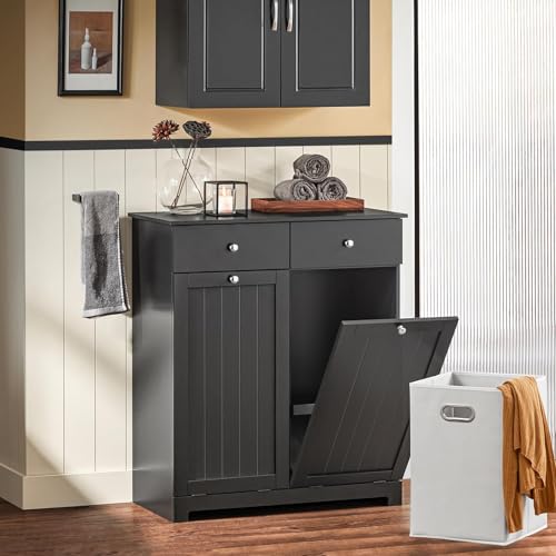 SoBuy Mueble Baño con cestos para Ropa Sucia - Armario baño con 2 cajones y 2 Bolsas extraíbles, Ideal para lavandería - Armario Lavadero Robusto de Madera, Blanco, 78x38x90 cm, BZR33-II-SCH - imagen 2