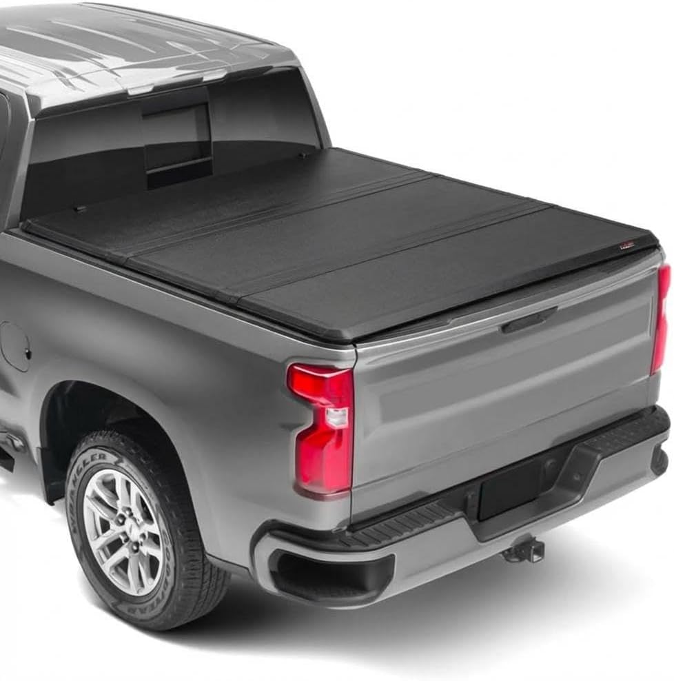 Hard Tri-Fold Truck Bed Tonneau Cover - No Drilling Waterproof Dustproof Heavy Duty Pickup Bed Cover, 100% Bed Access All Weather Protection for Compatible Pickup Trucks