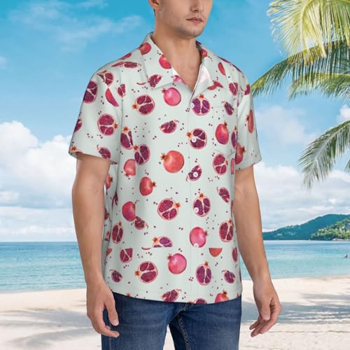 Camisas cómodas de manga corta con estampado de granada para hombre, informales, para la playa, festivales, día festivo, Negro -, 3XL