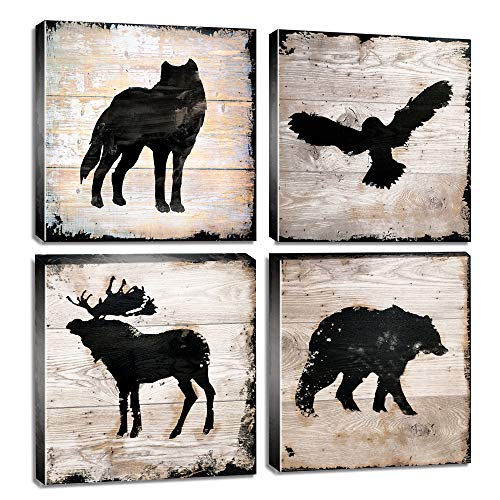 Woodland Animals Nursery Decor Wildlife Wall Art Canvas Print Eagle Elk Wolf Bear