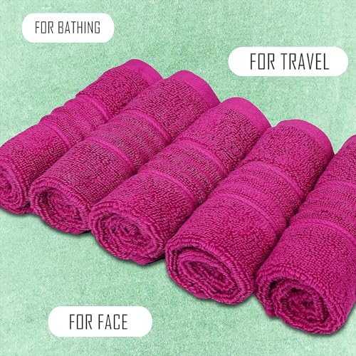 OPEL TEX 6X Face Cloth Flannels 100% Egyptian Cotton Set (30 x 30 cm, 600-GSM) Super Soft Highly Absorbent Quick Dry Hand Washcloths Gym Spa Towels (Pink) - Image 2