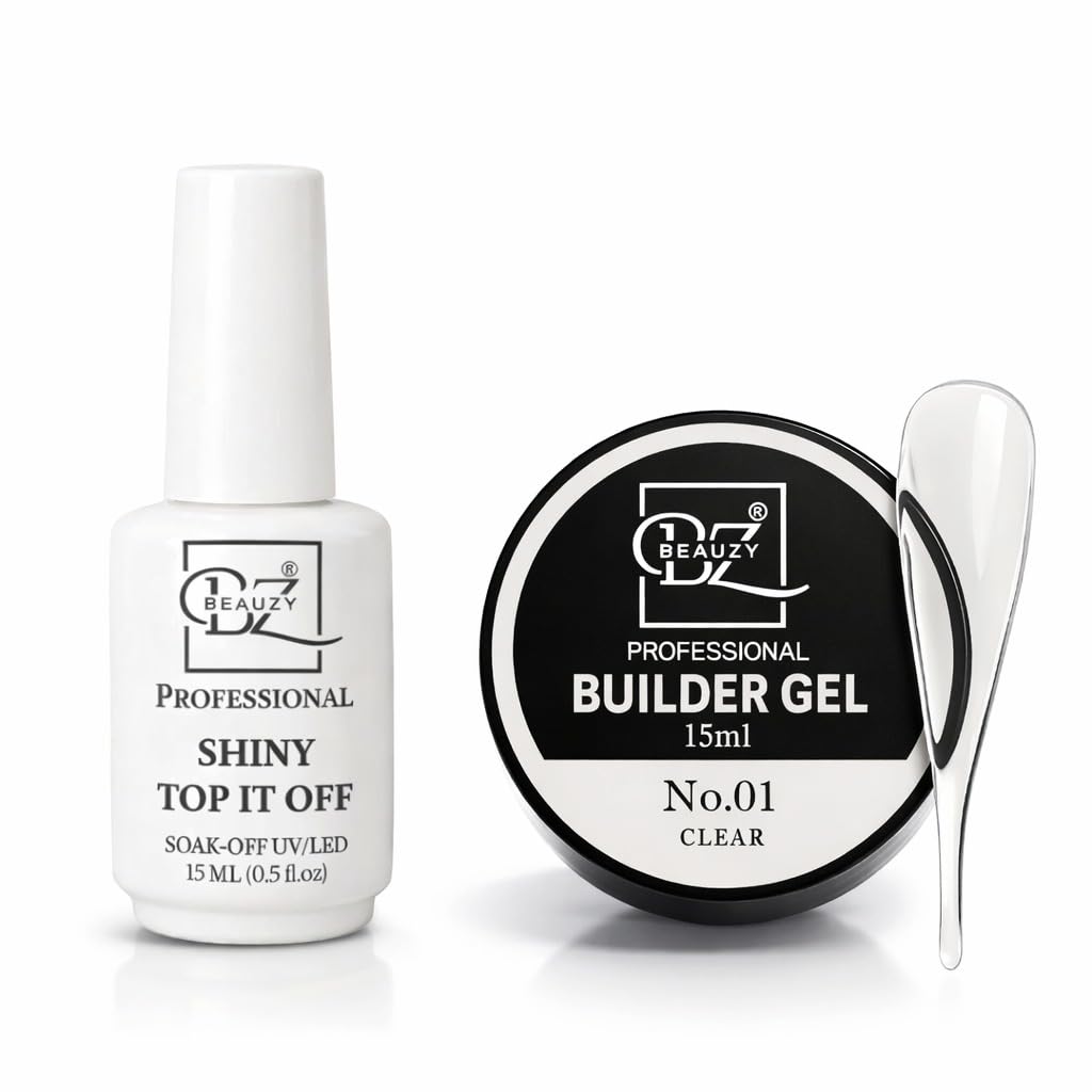 Builder Gel & Shiny Top It Off Combo 15ml | UV LED Nail Extension Builder Gel + High Gloss No Wipe Top Coat | Strong Nail Builde.r G.el for N.ail Extensions, N.ail Strengthening & Gel Nail Art (Clear)-picture-10