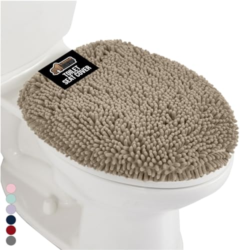 GORILLA GRIP Soft Chenille Bathroom Toilet Lid...