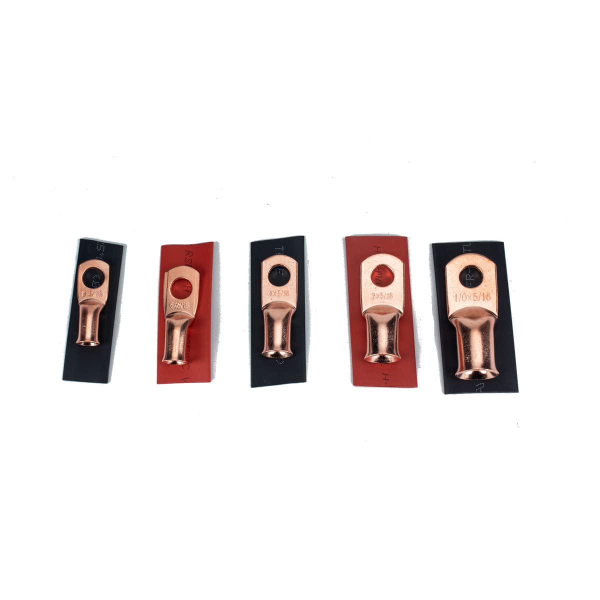 MACHSWON 44 piezas de 5 tamaños de conector rápido conjunto de terminales AWG T2 cobre prensado en frío terminal de cobre nariz de cobre con tubo termorretráctil