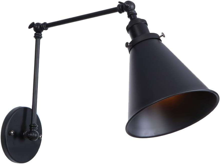 60% Off Discount DZnNN 1 Vintage Mount Light Sconces Wall Lamp (Hardwire 2 Pack) Black Angle Adjustable Swing Arm Retro