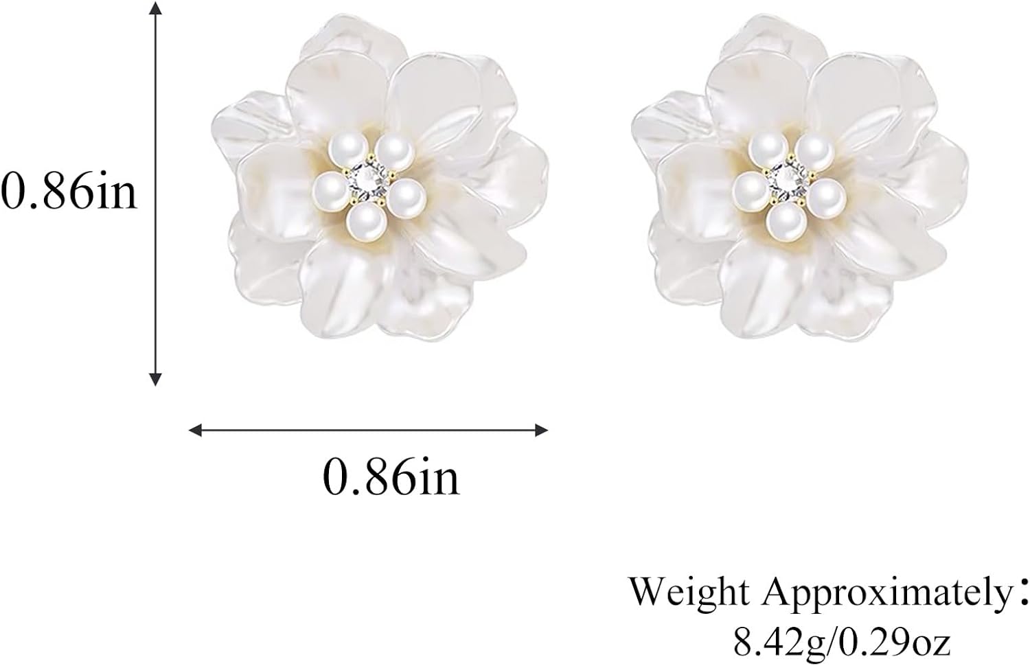 HETICA Classy Pearl Flower Stud Earrings for Women, Simplicity Flower White Pearl Camellia Stud Earrings Cubic Zirconia Earrings Jewelry Gifts - Image 4