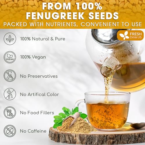 Image of FreshDrinkUS, Premium 16oz Fenugreek Powder, 100% Natural and Pure from Fenugreek, Perfect for Curries Soups, and Spice Blends, No Additives, No Gluten, No Sugar, Vegan