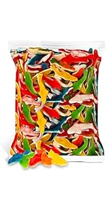 Amazon.com : Blue Sharks Gummy Candy | 2-Pound Bag | Blue Raspberry and ...