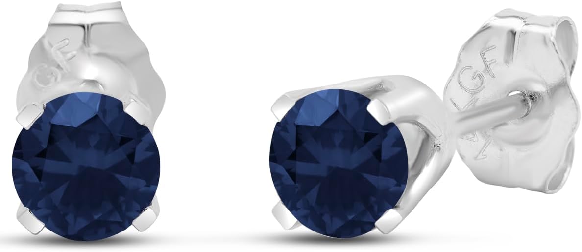 SuperJeweler 1/2 Carat Gemstone Stud Earrings for Women in Real 14K White or Yellow Gold w/Durable Gold-Filled Setting | Classic Solitaire Gemstone Studs Earrings Available in Multiple Gemstones